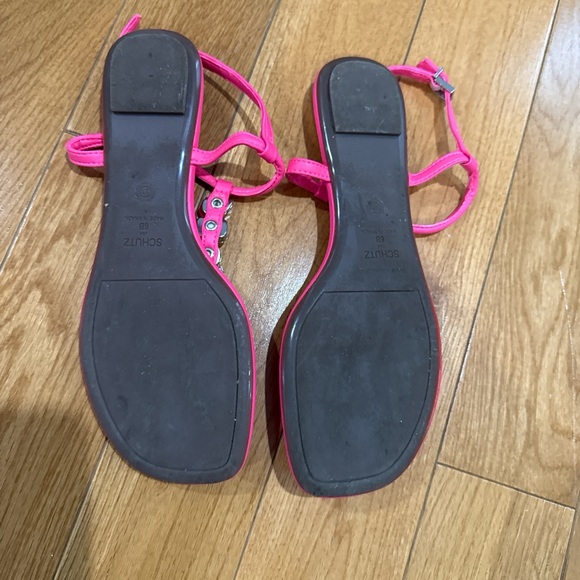 SCHUTZ Women's Salto Rasteiro Jeweled Thong T-Strap Sandals sz 6 - Picture 2 of 3